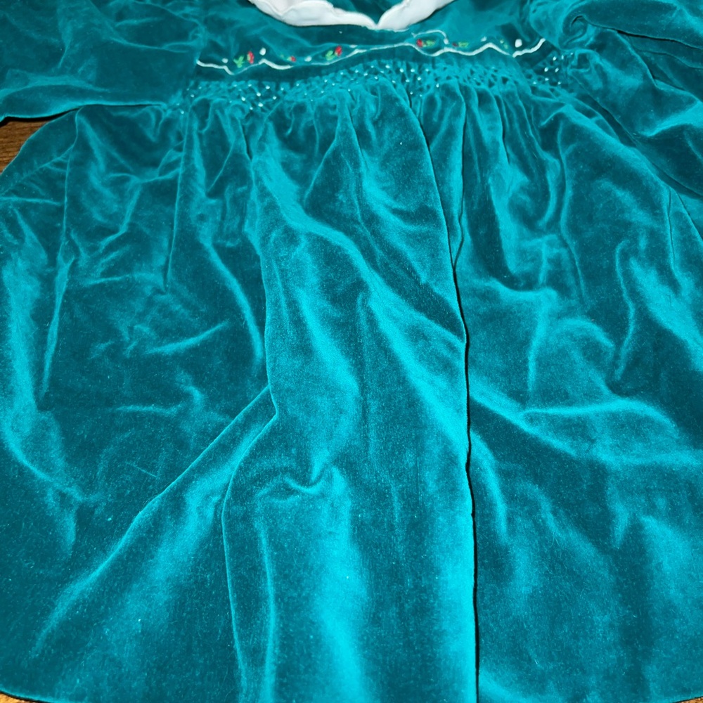 Vintage 90s Alison Scott Velvet Short Sleeve Dress With White Collar 9 Months - Picture 4 of 9